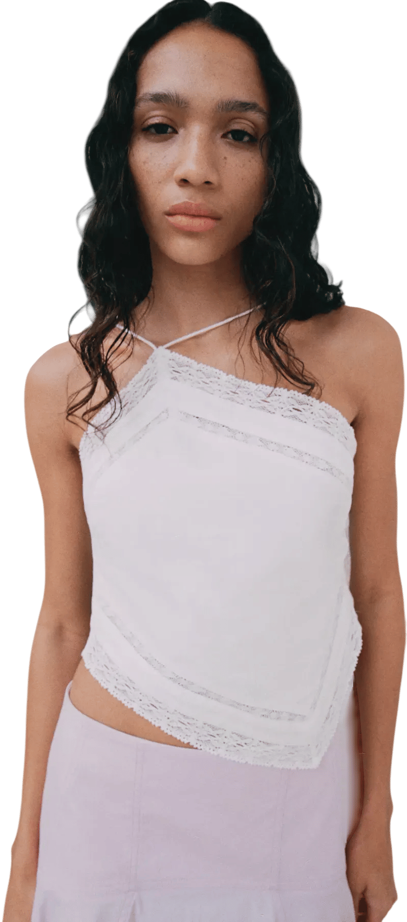 Linen Top with Lace Details
