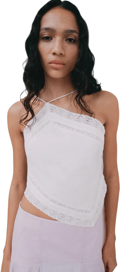Linen Top with Lace Details