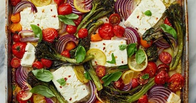 Sheet-Pan Baked Feta with Broccolini, Tomatoes and Lemon Recipe
