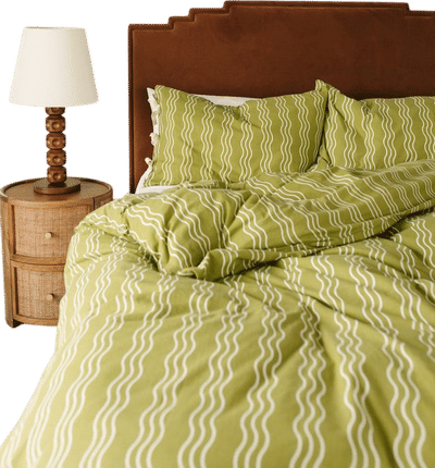 Pair of Cotton Pillowcases - Wave Pattern