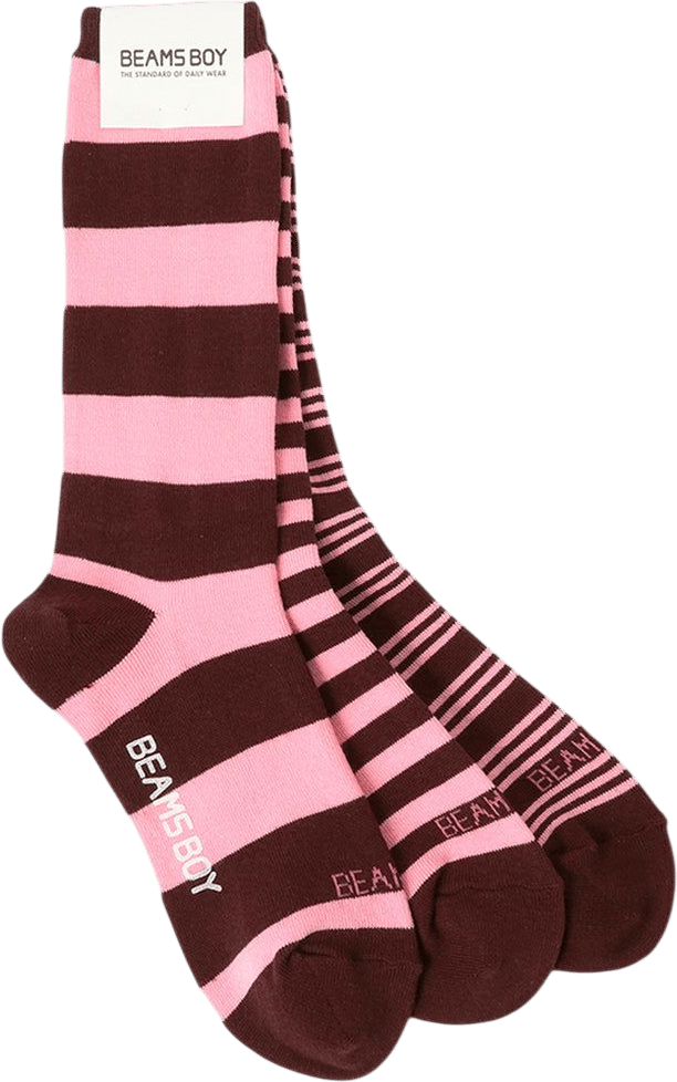 BEAMS BOY Ribbed Striped Socks - Set of 3