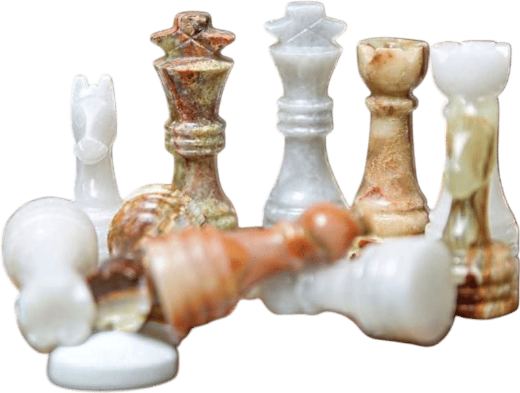 Marble Chess Set: White & Green Onyx Figures, Handcrafted Stone Board Game