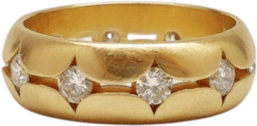 Lauren Newton Wide Scallop Band with White Diamonds