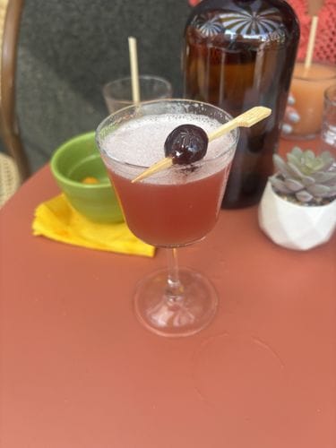 Cherry and cheese cocktail