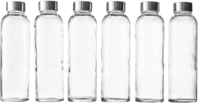 17oz Reusable Glass Water Bottles (Set of 6)