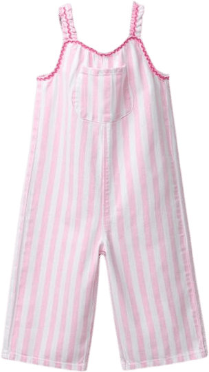 Striped Twill Long Overalls