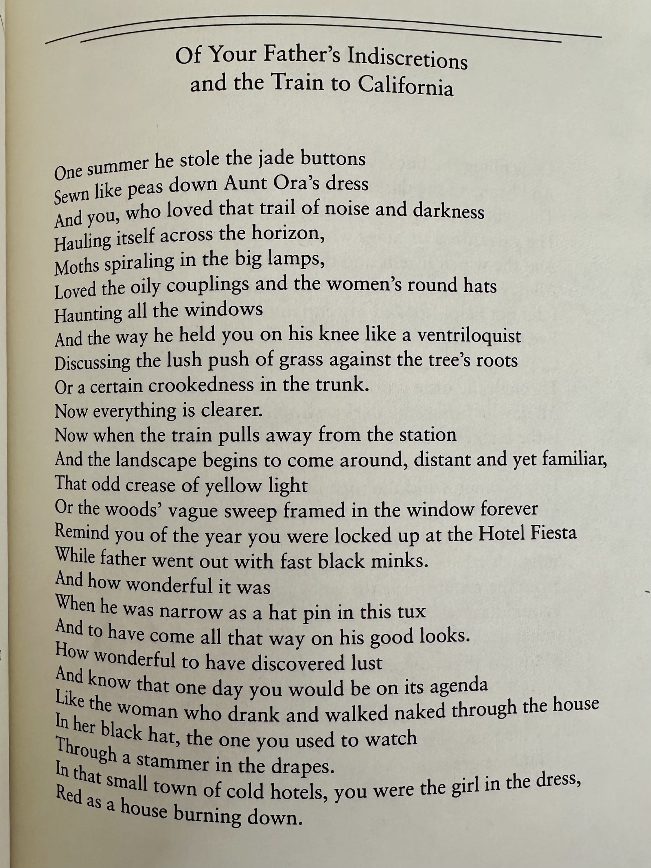 Of Your Father's Indiscretions and the Train to California | Lynn Emanuel