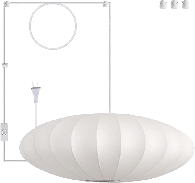 White Imitation Silk Lantern Plug-In Pendant Light