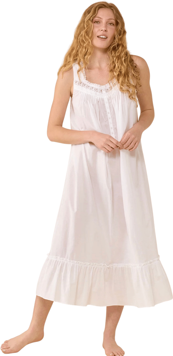 Eileen West White Cotton Nightgown