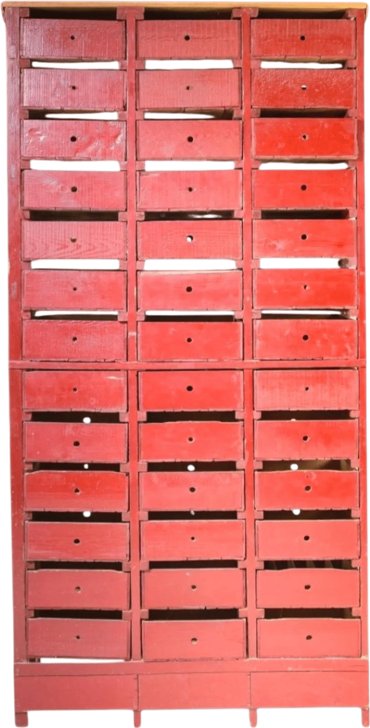 Vintage Primative French 39 Drawer Storage Cabinet