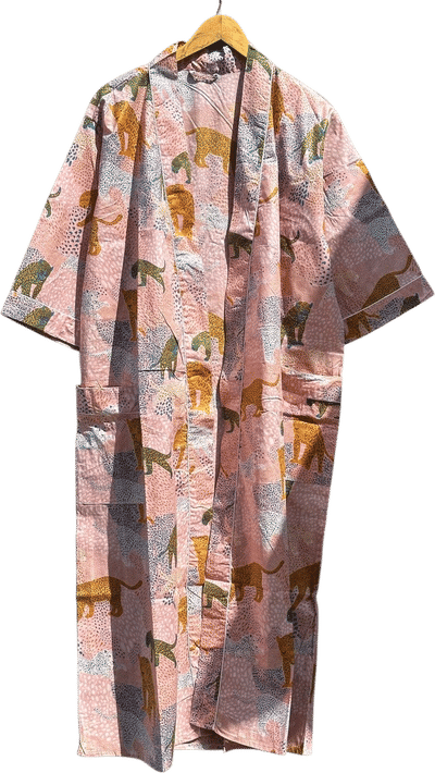 Pink Animal Print Cotton Robe
