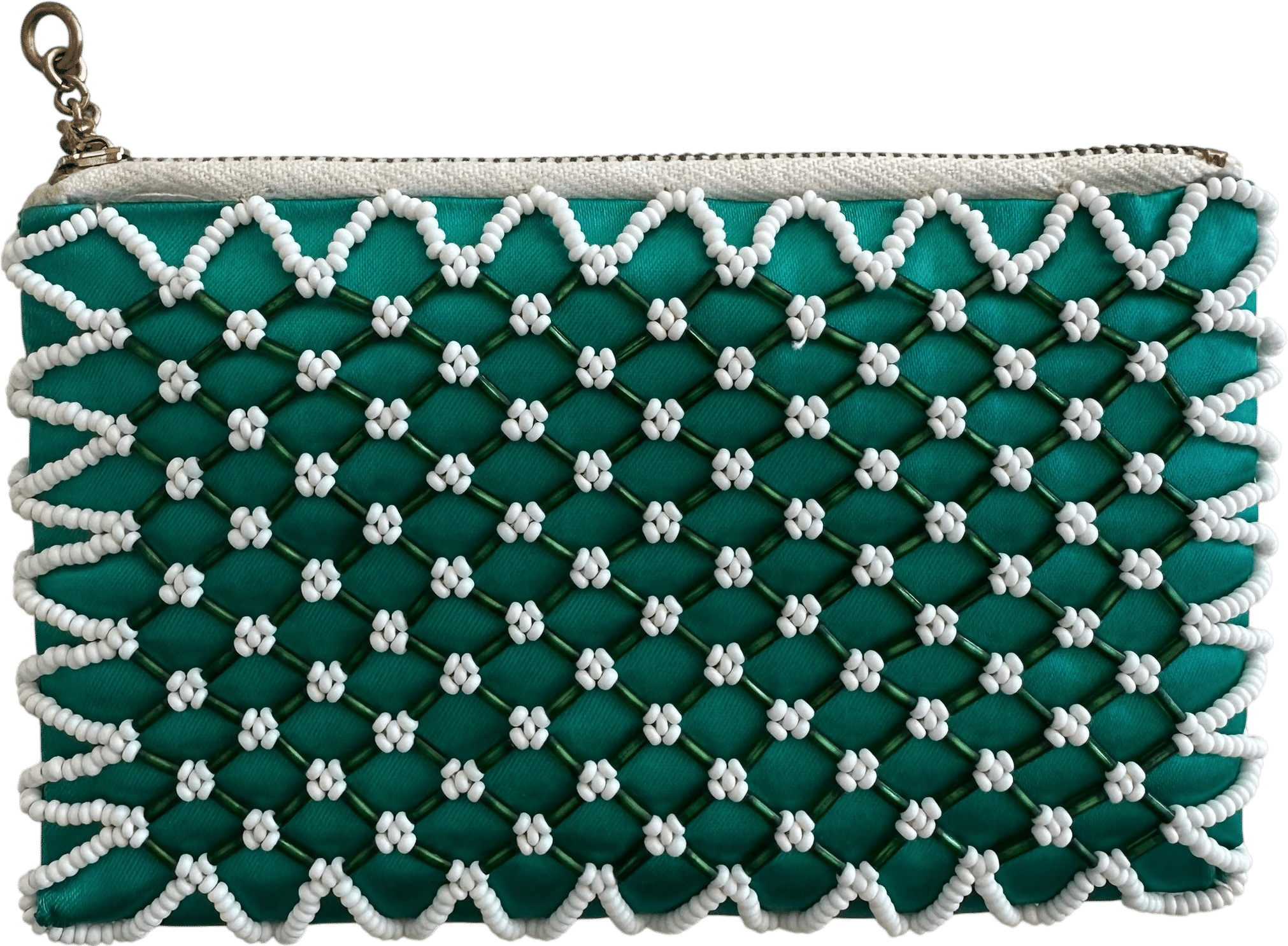 1950s Silk Small Beaded Satin Pouch