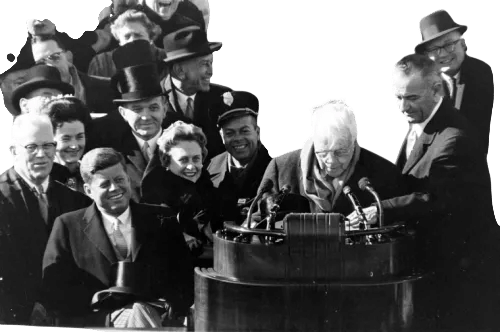 Robert Frost reciting poetry at JFK's Inauguration (1961)