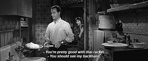 The Apartment (1960) – cooking spaghetti with a tennis racket