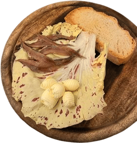 Anchovys with butter on bread