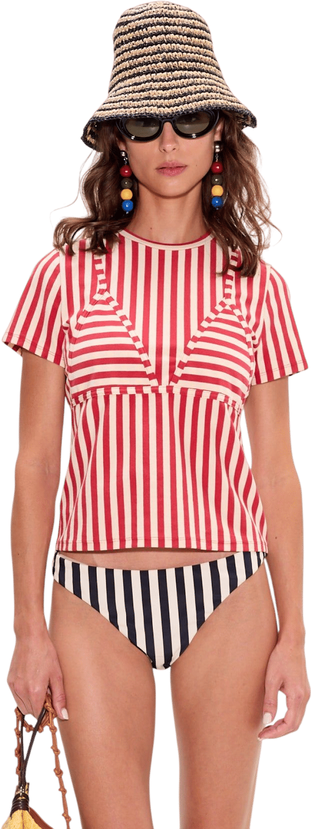 Kini Striped Tee In Red Stripe