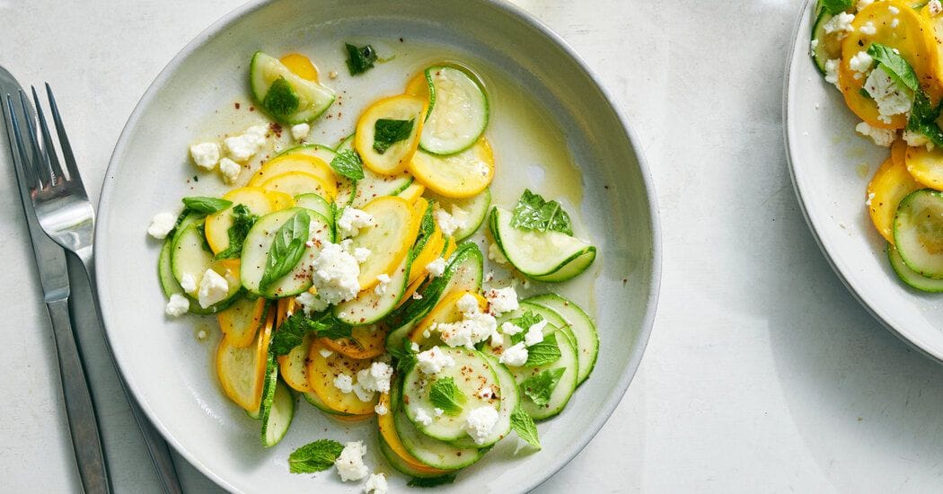 Zucchini Salad With Basil, Mint and Feta Recipe