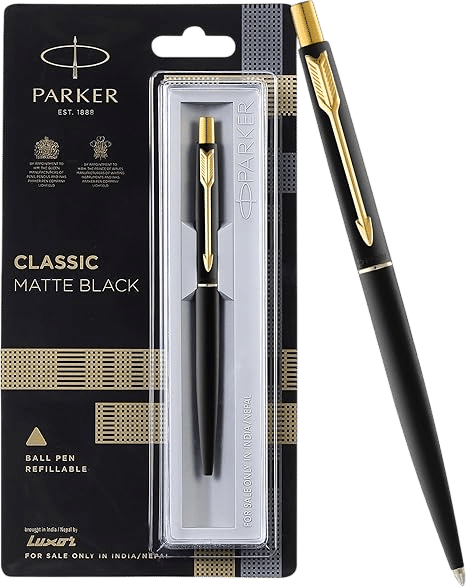 Parker Classic Matte Black Gold Trim Ballpoint Pen