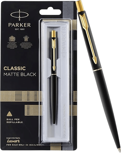 Parker Classic Matte Black Gold Trim Ballpoint Pen