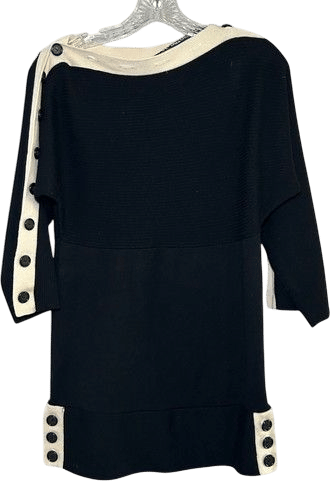 L.A.M.B. Black Button Detail Sweater Boat Neck Fall 2008 women's small preppy