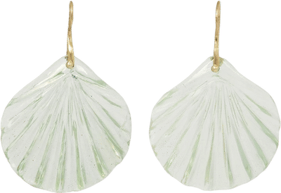 Green Amethyst Stone Fan Earrings