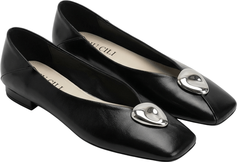 BIU CILI Slow Time Metallic Accent Leather Flats
