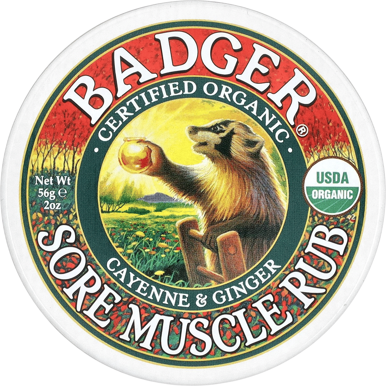Badger Organic Sore Muscle Rub, Cayenne & Ginger, 2 oz