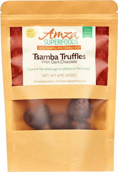 Purple Barley Tsamba Bites with Dark Chocolate