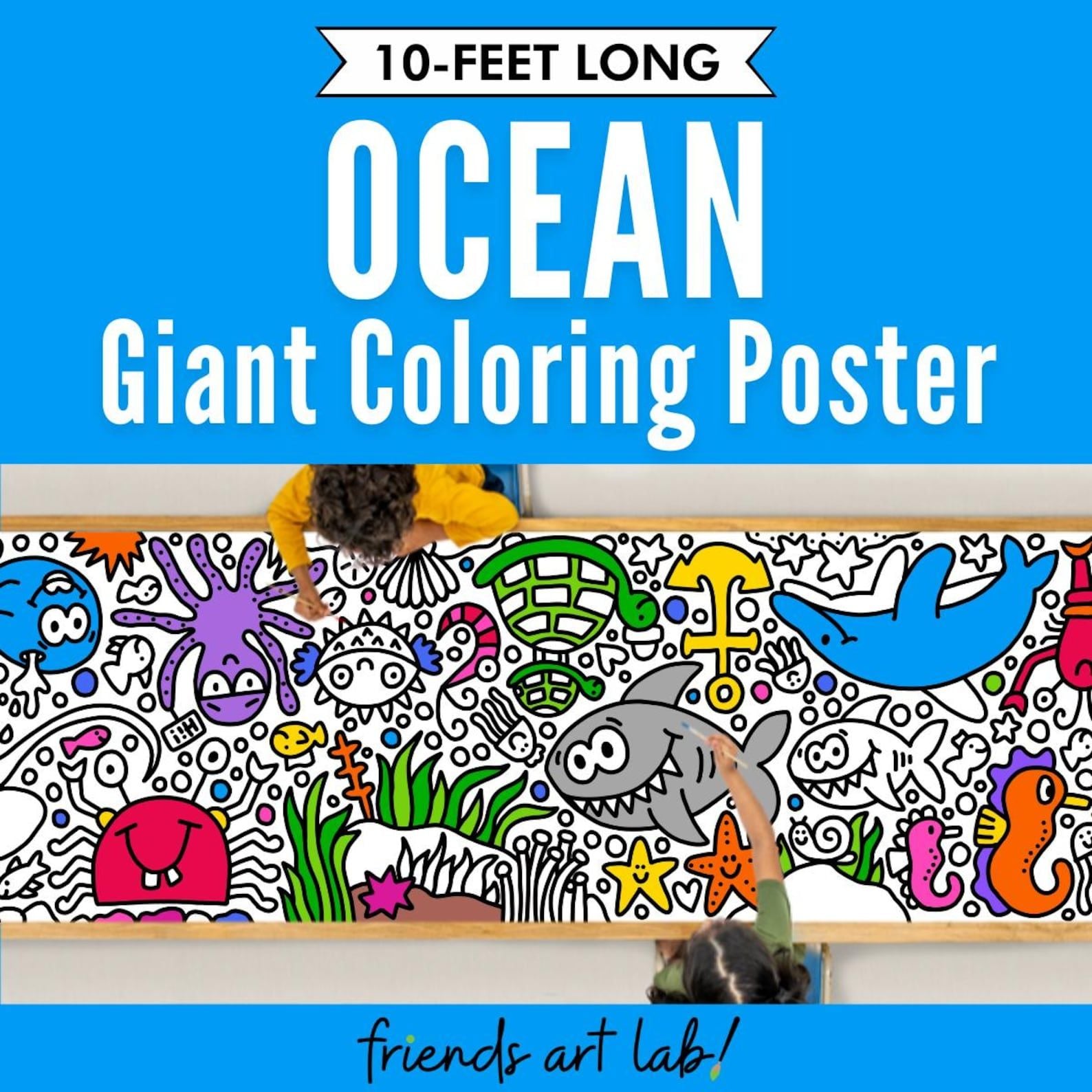 Giant 10-Foot Ocean Coloring Page Banner