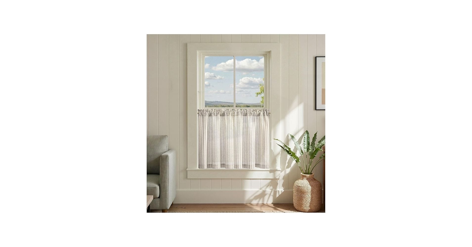 jinchan striped linen kitchen curtains