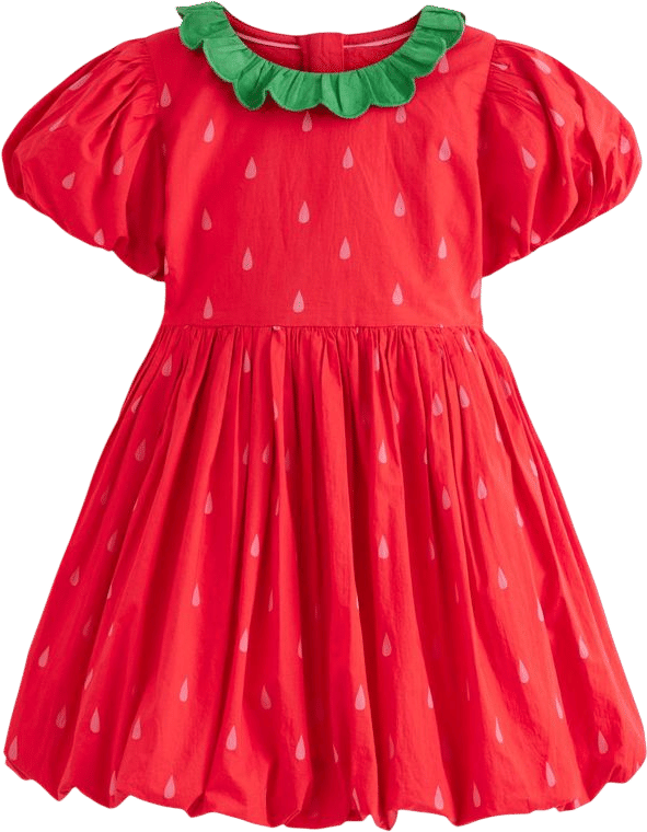 Bubble Hem Dress-Poppy Red Strawberry