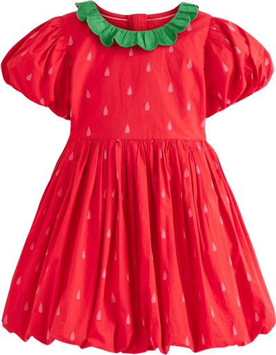 Bubble Hem Dress-Poppy Red Strawberry