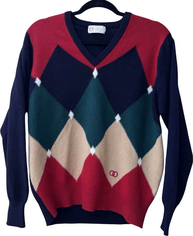 Vintage 60s 70s Gucci Argyle Diamond Sweater