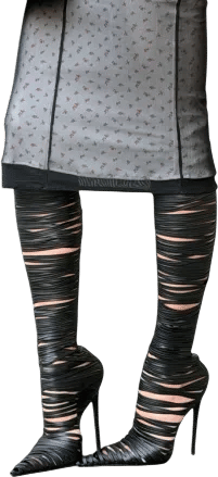 mark gong ss26 anatomical black leather straps stilettos