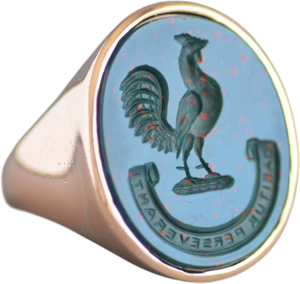 Antique Bloodstone Rooster Signet Ring