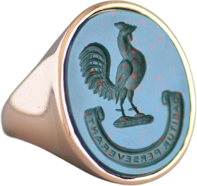 Antique Bloodstone Rooster Signet Ring