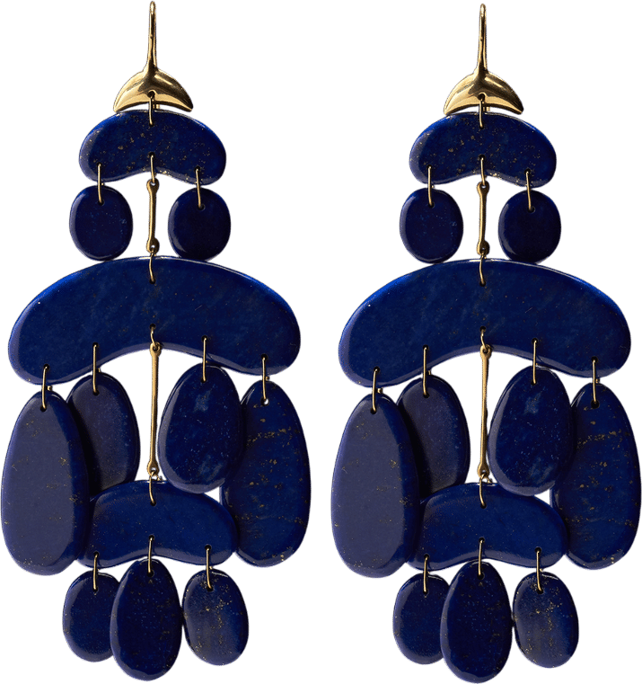 Tenthousandthingsnyc Lapis Large Cut Stone Chandelier Earring