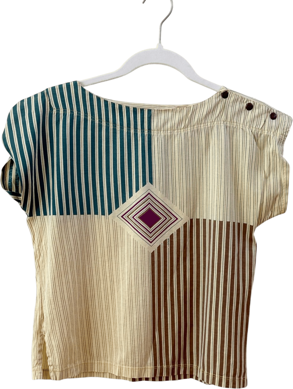 70s Vertical Stripe Patchwork Top