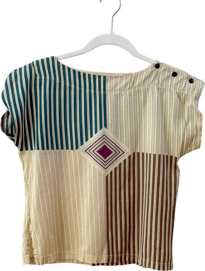 70s Vertical Stripe Patchwork Top