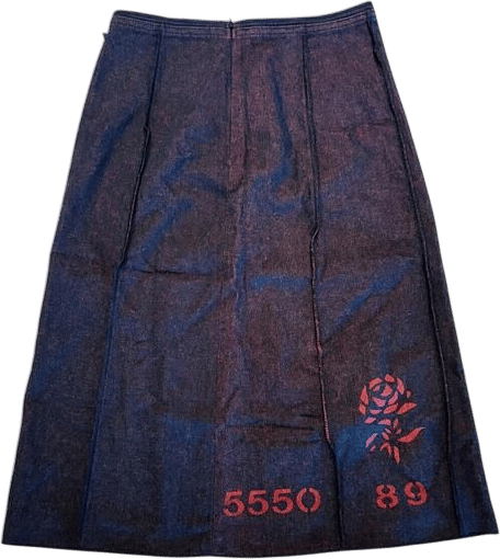 Rose Graphic Denim A-Line Skirt