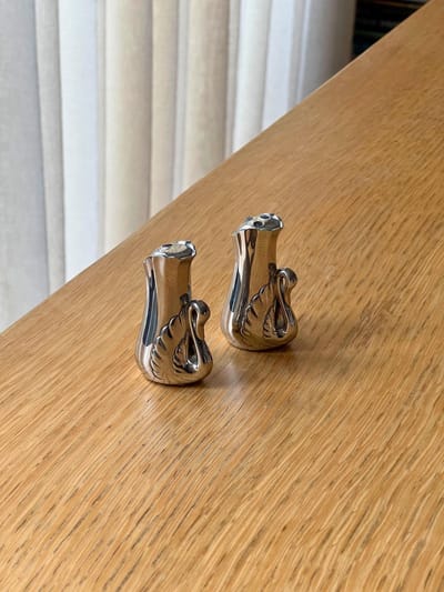 Vintage Silver Swan Salt and Pepper Shakers