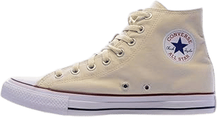 Converse high top sneakers in off white.