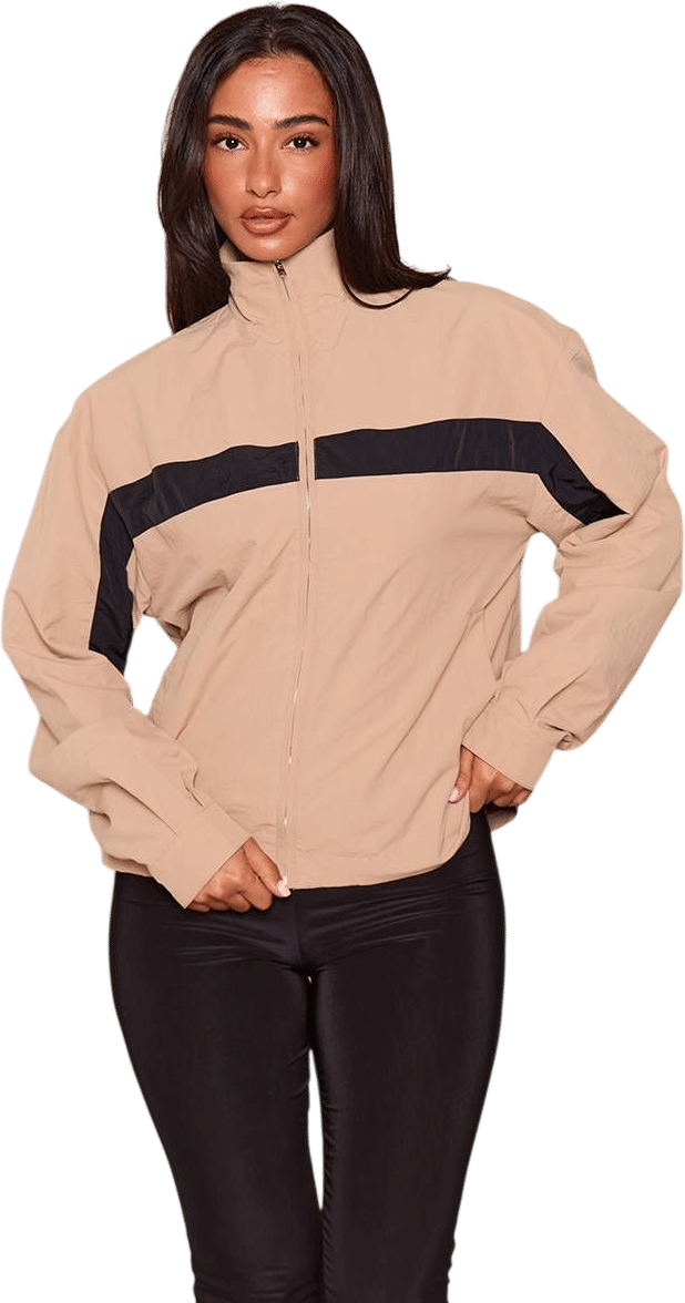 Petite Contrast Stripe Zip Front Track Jacket