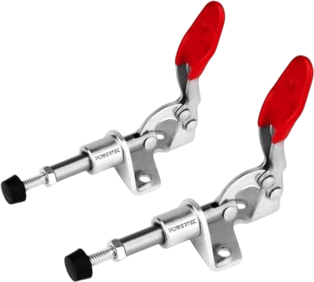 POWERTEC 2PK Toggle Clamp, 100lbs Holding Capacity, 301A Quick Release Push Pull Clamp for Woodworking Jigs and Fixtures, Pocket Hole Jigs, Welding, Crosscut Sled, CNC (20323)