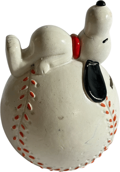 Vintage Snoopy Baseball Coin Bank Peanuts Ceramic 1966 United Feature