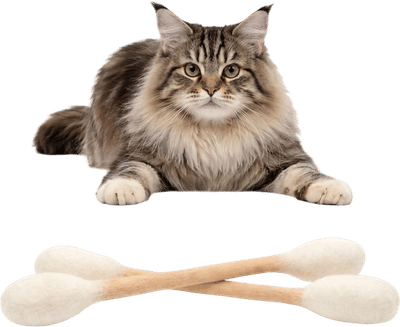 Natural Wool & Silvervine Cat Toy - Giant Cotton Swab Shape