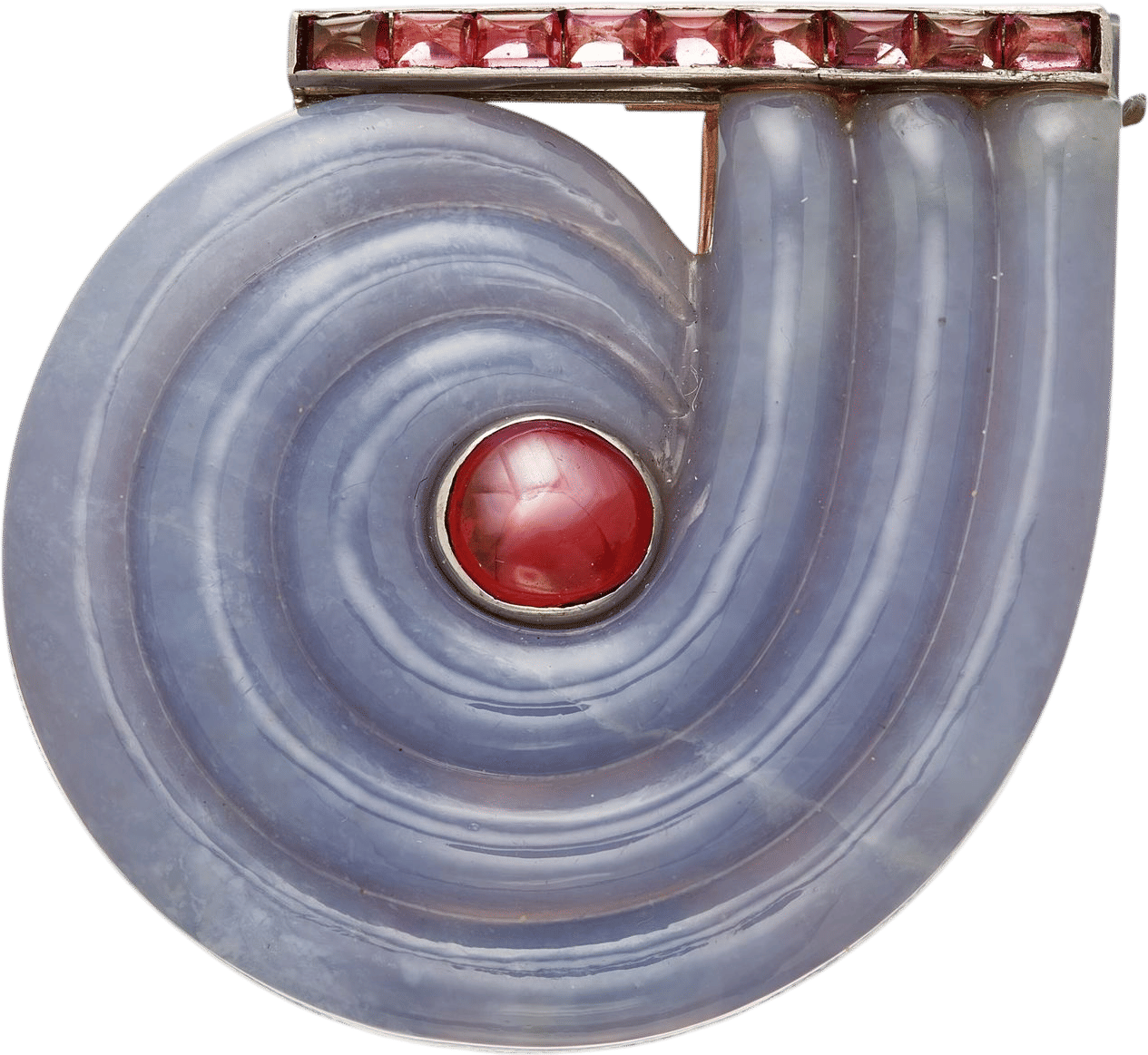 Suzanne Belperron Chalcedony, Star and Pink Sapphire Brooch
