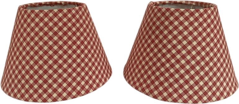 Pair of Red Gingham Fabric Lampshades 7" H, Cottagecore - Etsy