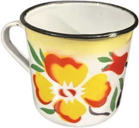 Vintage Airbrush Stencil Enameled Metal Mug