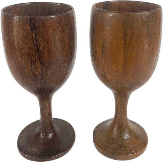 Vintage Oregon Myrtlewood Hand Turned Wine Goblets